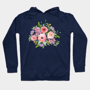 Blooming floral bouquet watercolor hand paint Hoodie